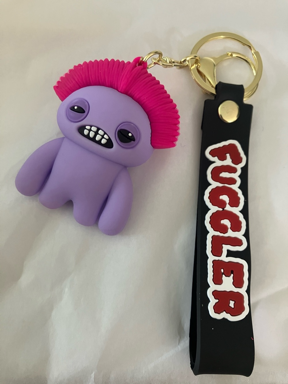 Fuggler Purple Punk Monster Key & Card Holder with Pink Hair